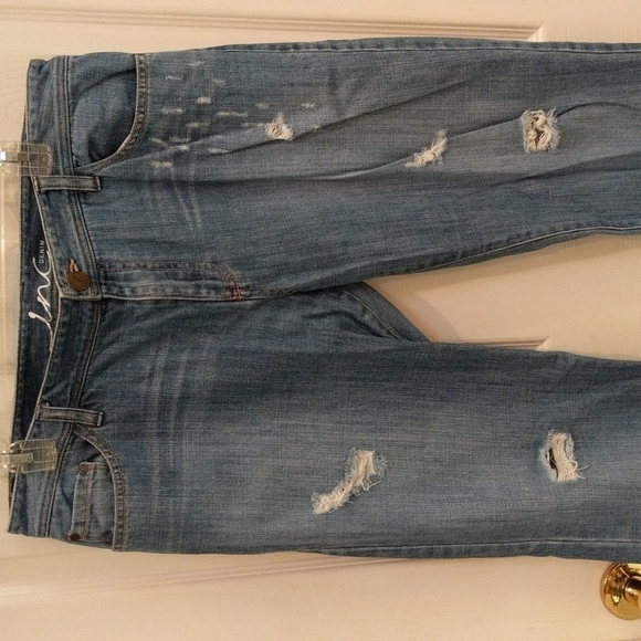 INC Women's Straight Leg Distressed Jeans Size 10 - Picture 2 of 7
